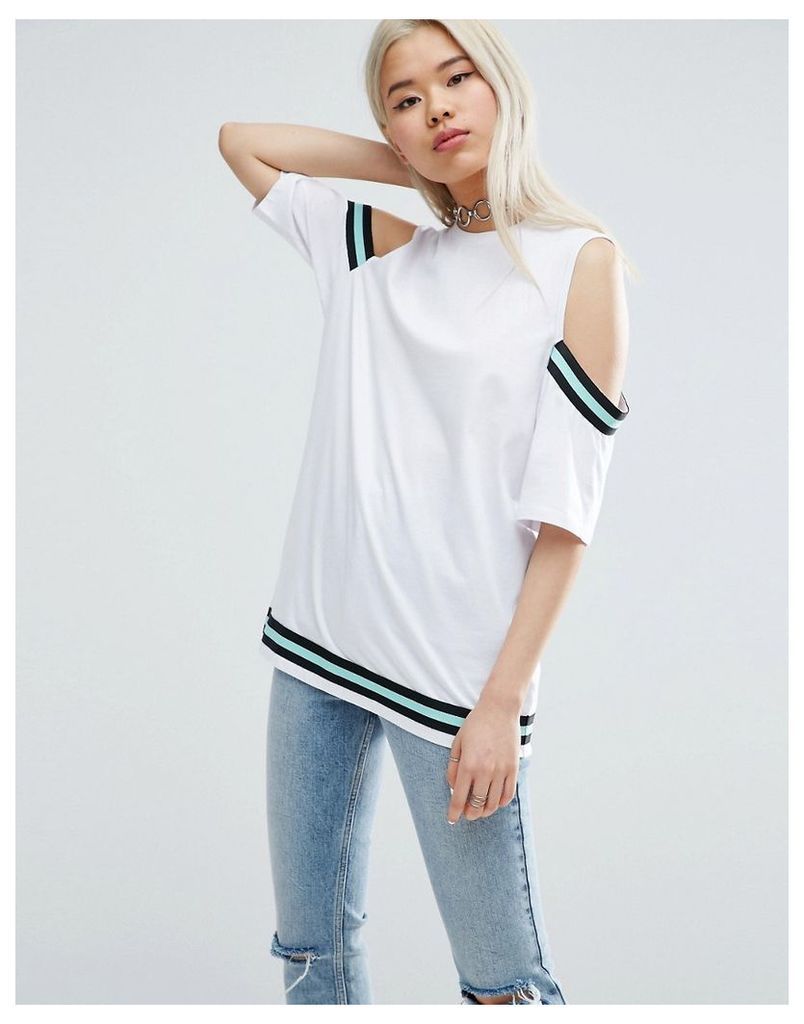 ASOS T-Shirt With Placed Stripe Insert - White