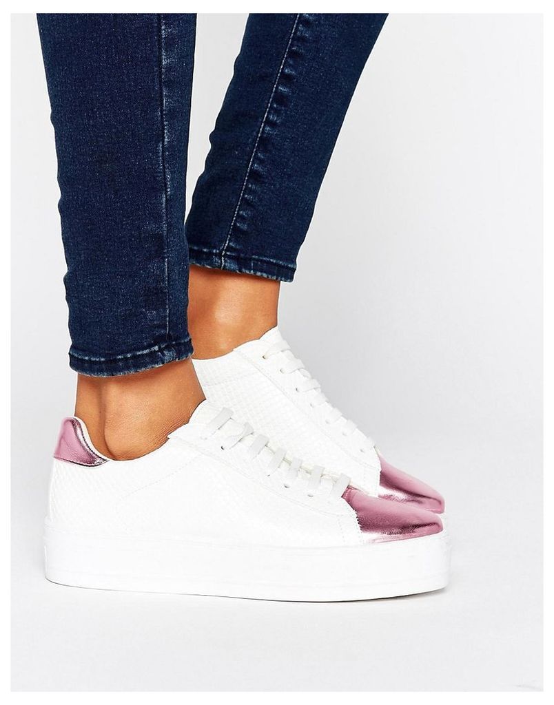 ASOS DEFINITELY Lace Up Trainers - White / pink
