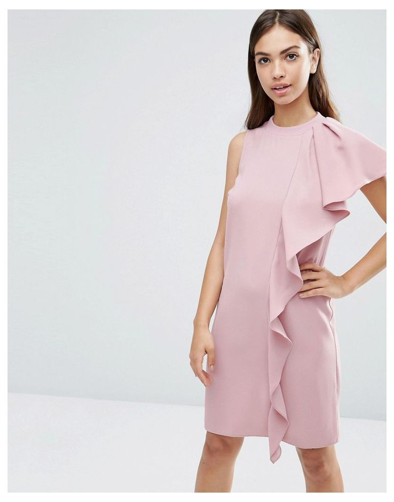 ASOS Sleeveless Ruffle Front Shift Dress - Pink