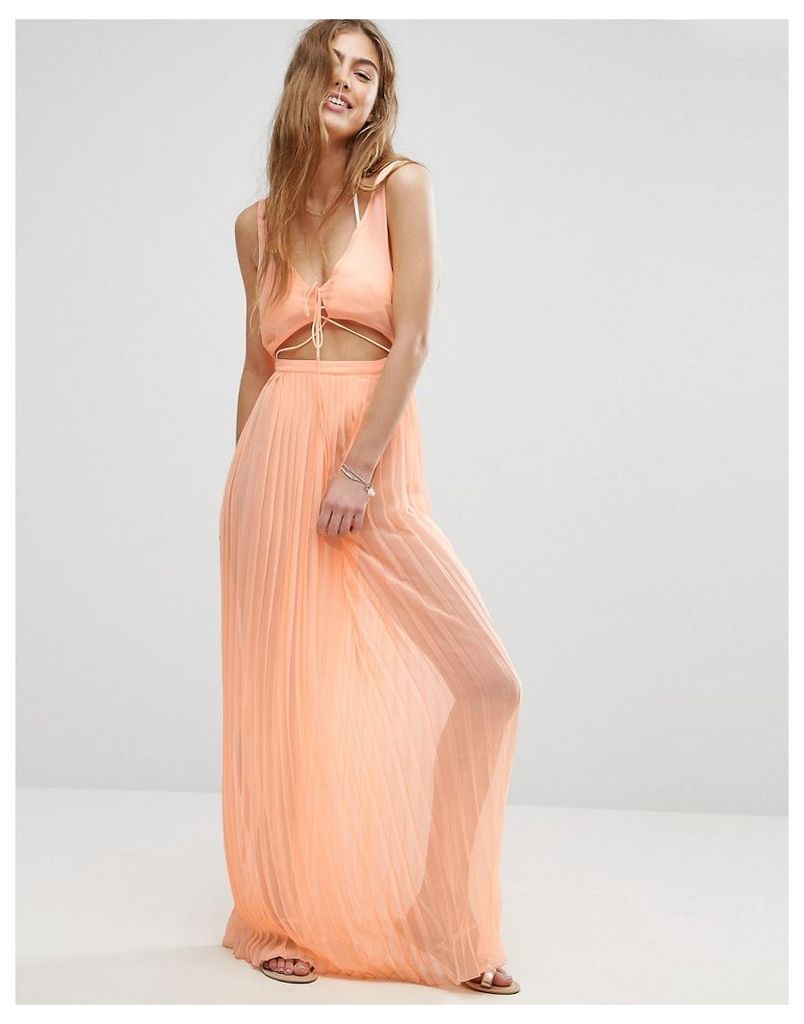 ASOS Pleated Beach Maxi Dress with Strapping - Orange