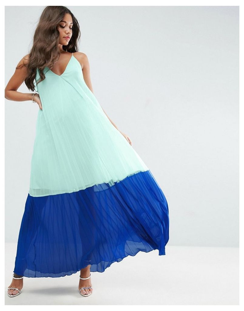 ASOS Colourblock Pleated Cami Maxi Dress - Multi
