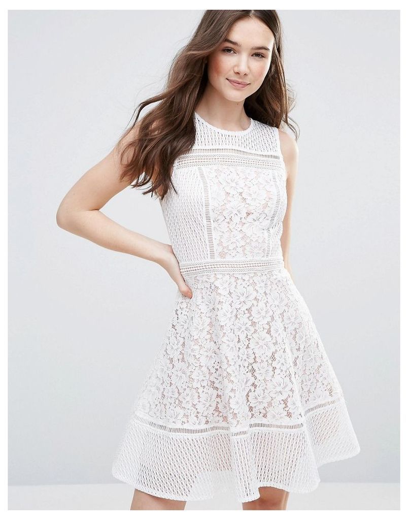Glamorous Lace Skater Dress - White