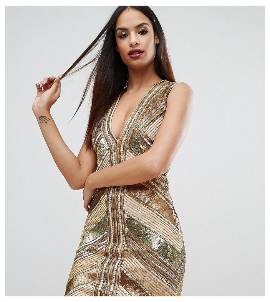 Starlet Panelled Sequin Mini Dress - Gold