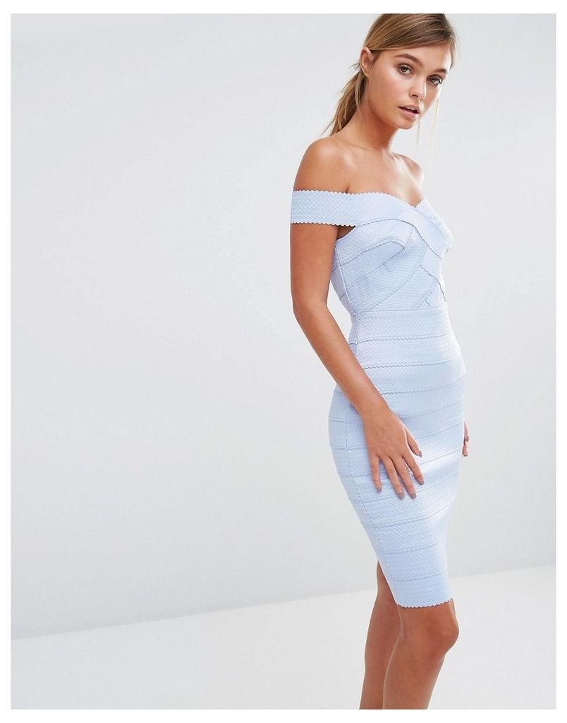 New Look Bandage Bardot Bodycon Dress - Light blue
