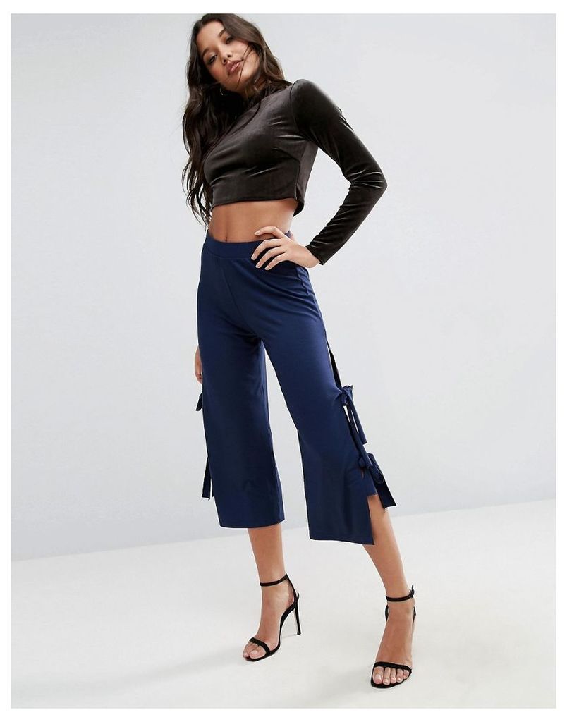ASOS Tie Side Culotte Trousers - Navy