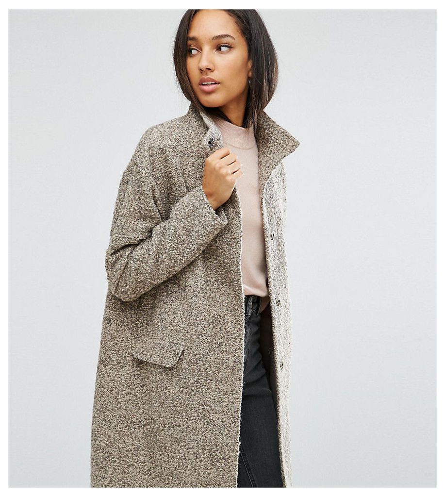 ASOS TALL Oversized Coat in Wool Blend with Funnel Neck - Nude