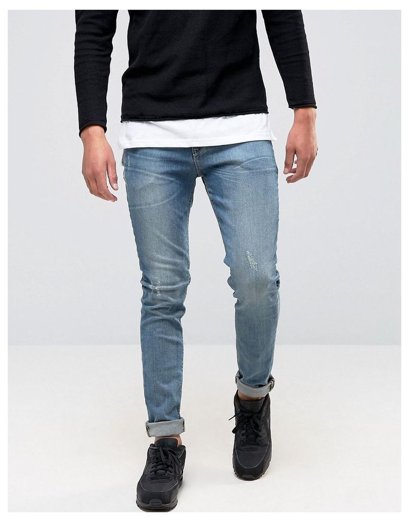 ASOS Skinny Jeans In Mid Wash Blue - Mid wash blue
