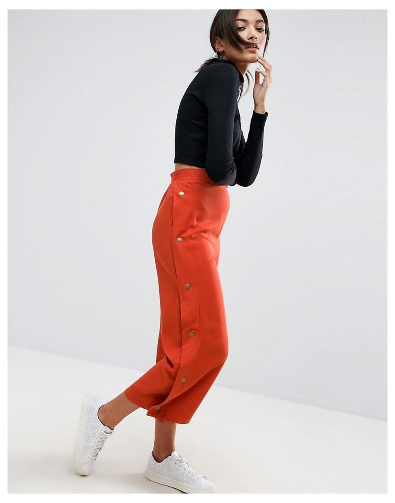 ASOS Clean Culotte Trousers with Popper Detail - Rust