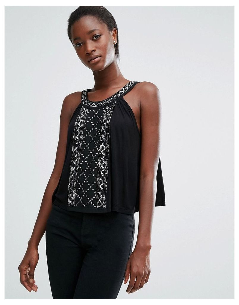 French Connection Stone High Neck Vest Top - Black