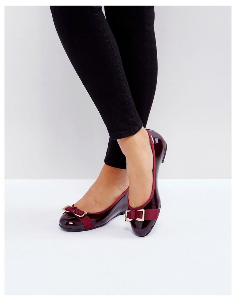 Head Over Heels by Dune Honour Bow Ballet Shoes - Burgundy