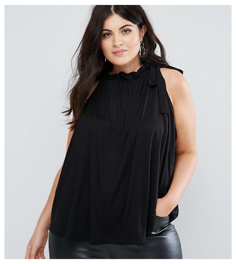 ASOS CURVE Swing Top with Ruched Neck - Black