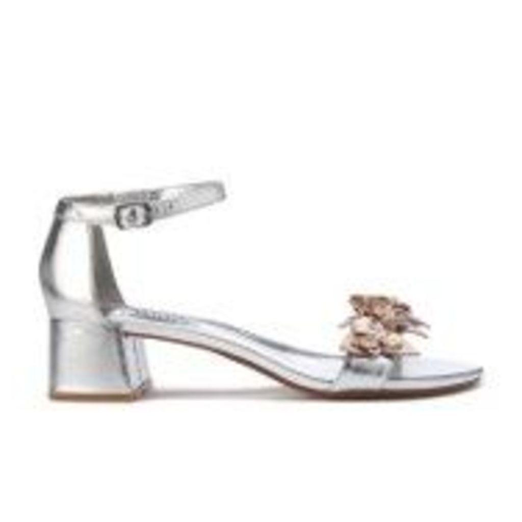 Dune Women's Mae Leather Blocked Heeled Sandals - Silver - UK 6 - Silver