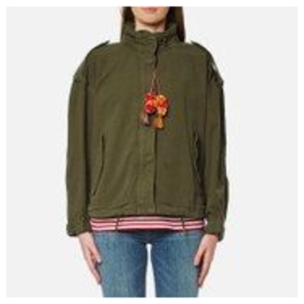 Maison Scotch Women's Relaxed Fit Army Jacket with Hidden Hood - Army