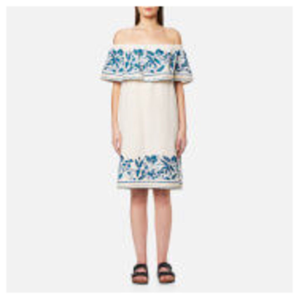 Maison Scotch Women's Boho Off the Shoulder Dress with Embroidery - White