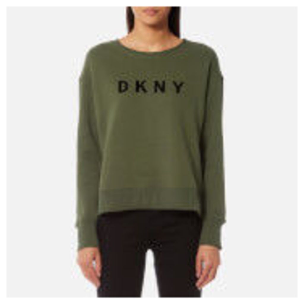 DKNY Sport Women's Boxy Cropped Logo Pullover Sweatshirt - Ivy
