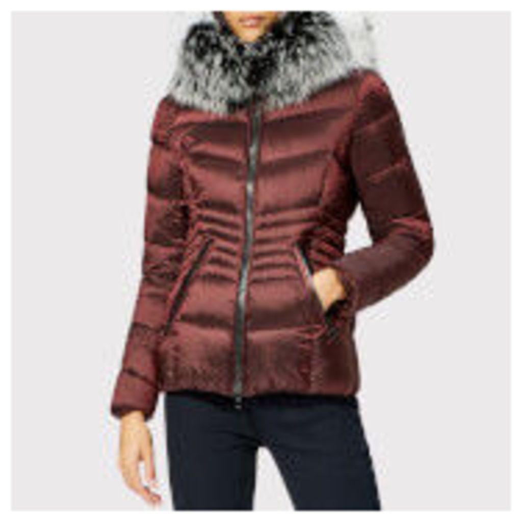 Froccella Women's Short Quilted Parka - Burgundy/Multi Fur