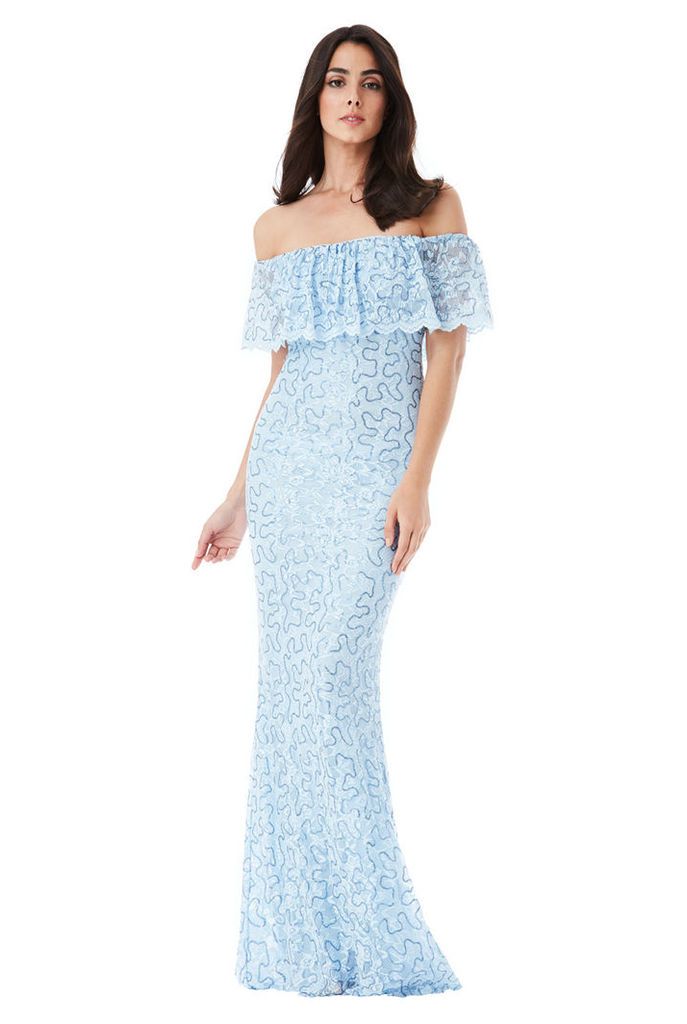 Bardot Lace Maxi Dress - Powderblue