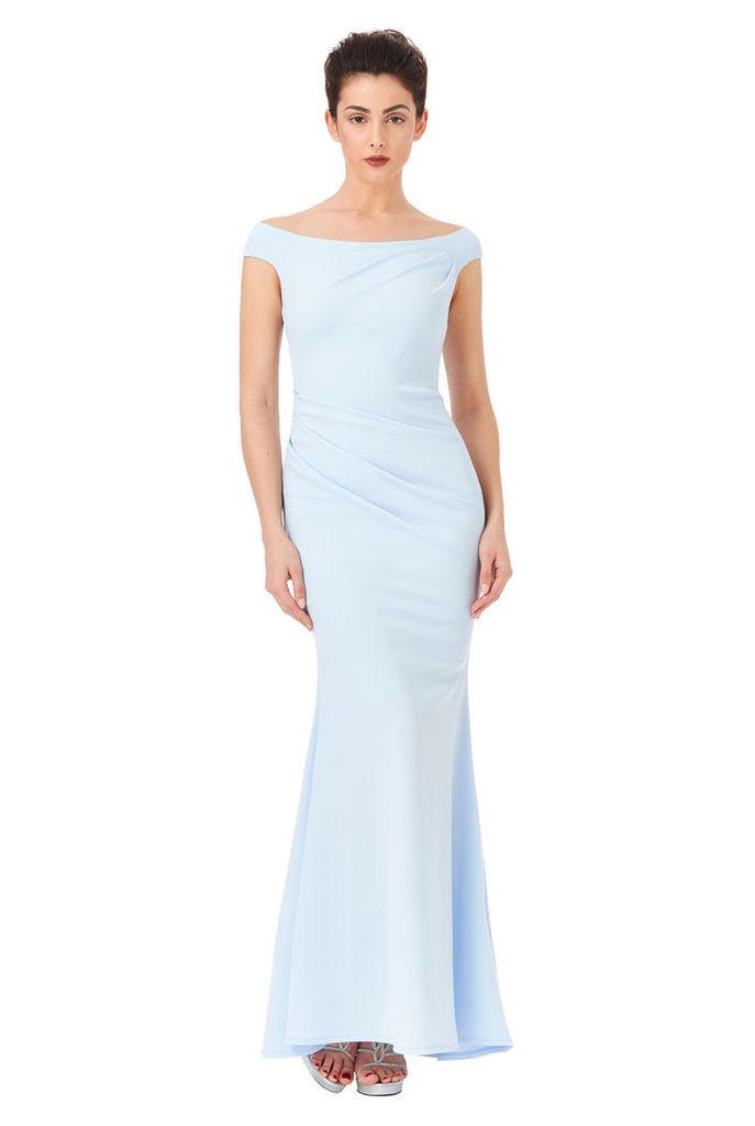 Fishtail Maxi Dress with Pleating Detail - Powderblue