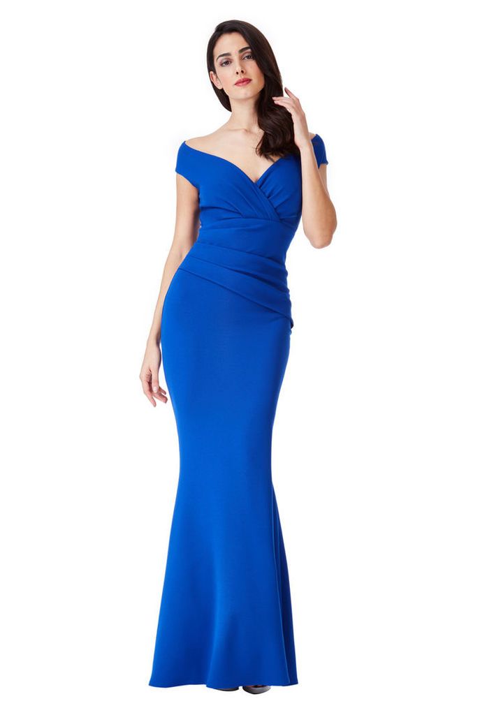 Bardot Pleated Maxi Dress - Royal Blue