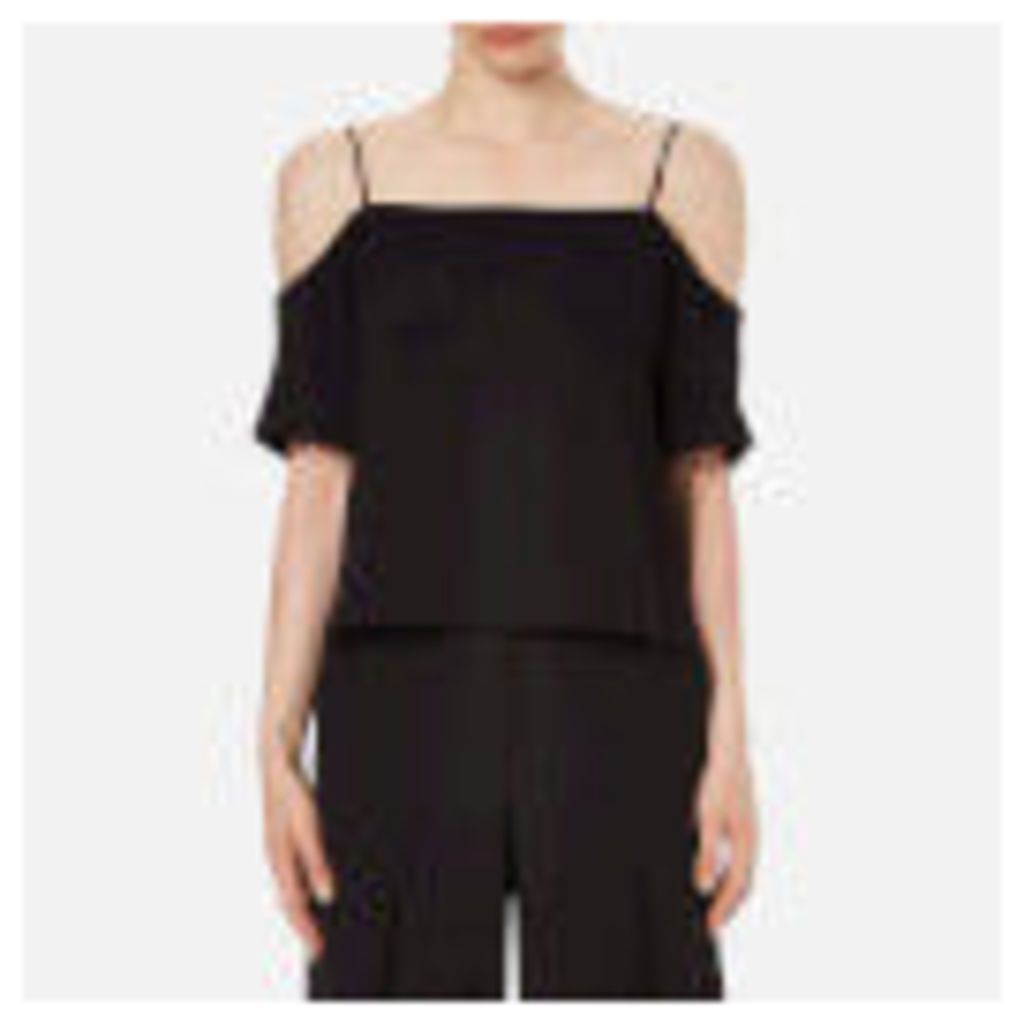 T by Alexander Wang Women's Poly Crepe off the Shoulder Top with Self Straps - Black