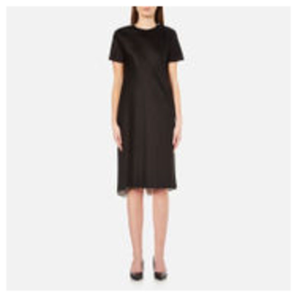 DKNY Women's Short Sleeve Reversible Layered Dress with Back Slit - Black/Gesso - UK 12/US 8 - Black/White