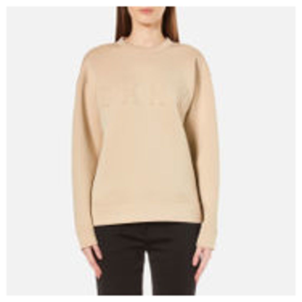 DKNY Women's Long Sleeve Pullover with Front Logo - Nude - S - Nude