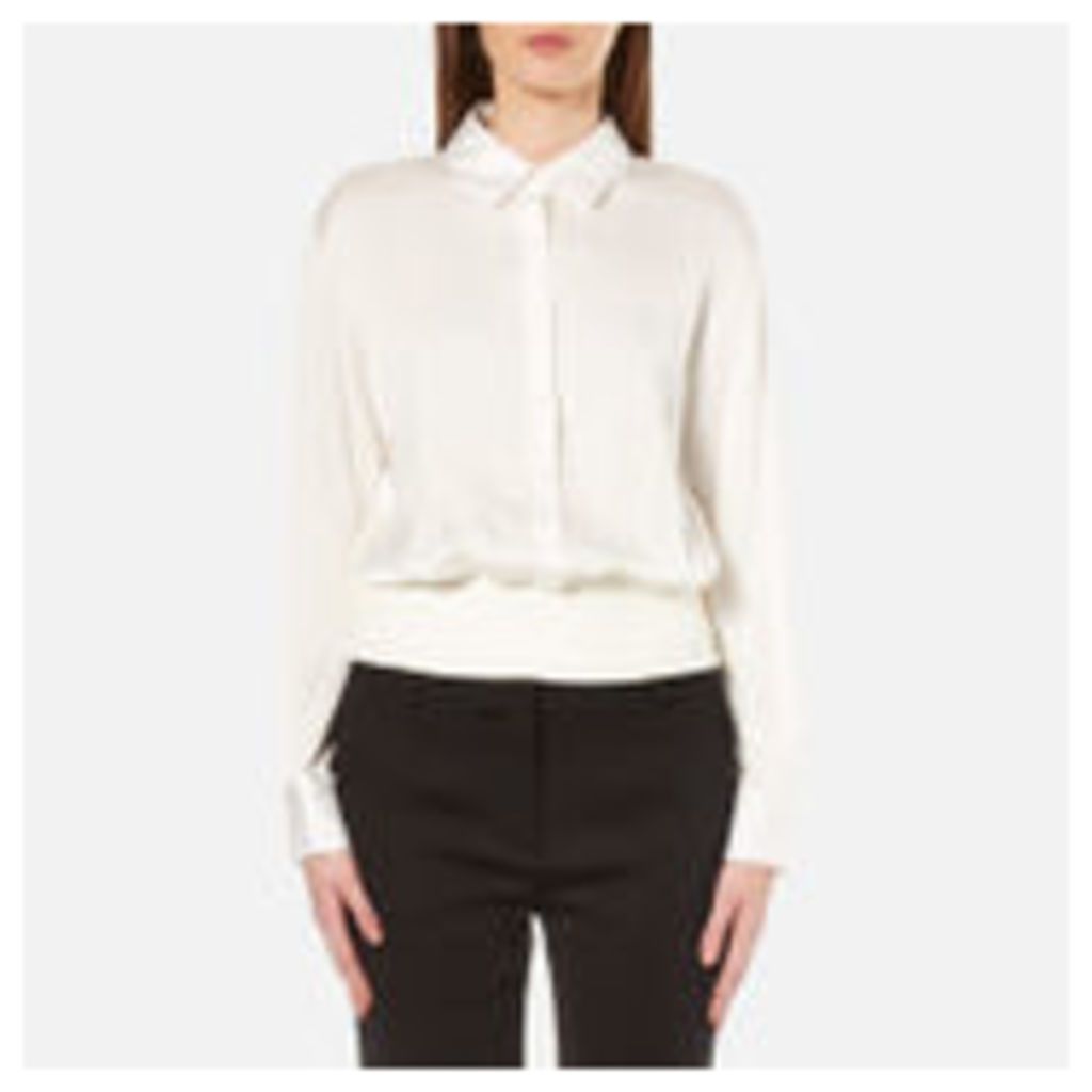 DKNY Women's Button Through Pullover with Ribbed Hem - Gesso - M - White