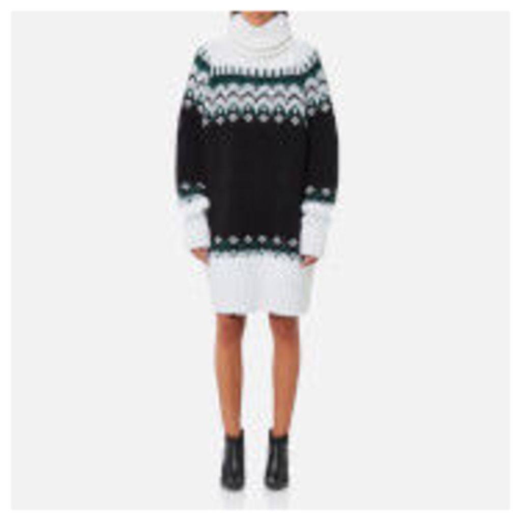 MM6 Maison Margiela Women's Oversized Icelandic Knitted Jumper Dress - Mixed Black/White