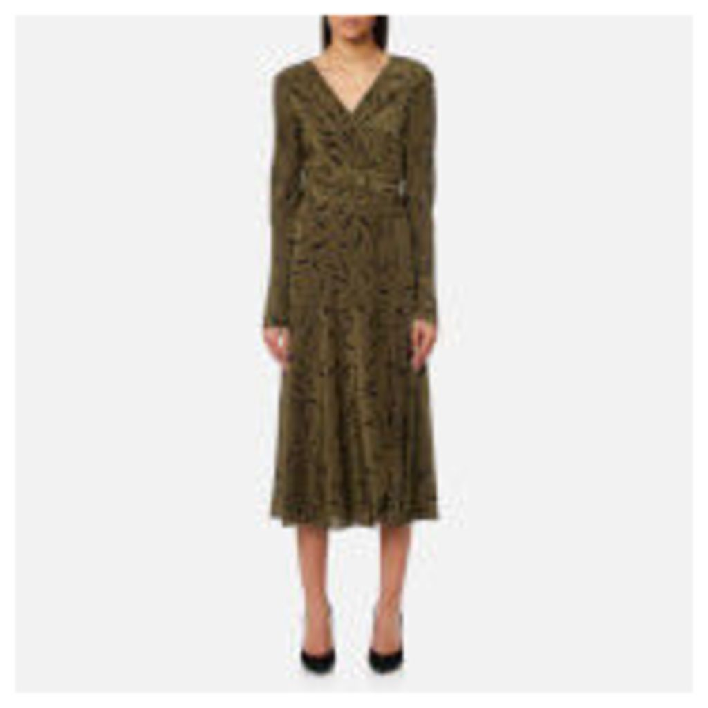 Diane von Furstenberg Women's Long Sleeve Midi Woven Wrap Dress - Shelton Olive