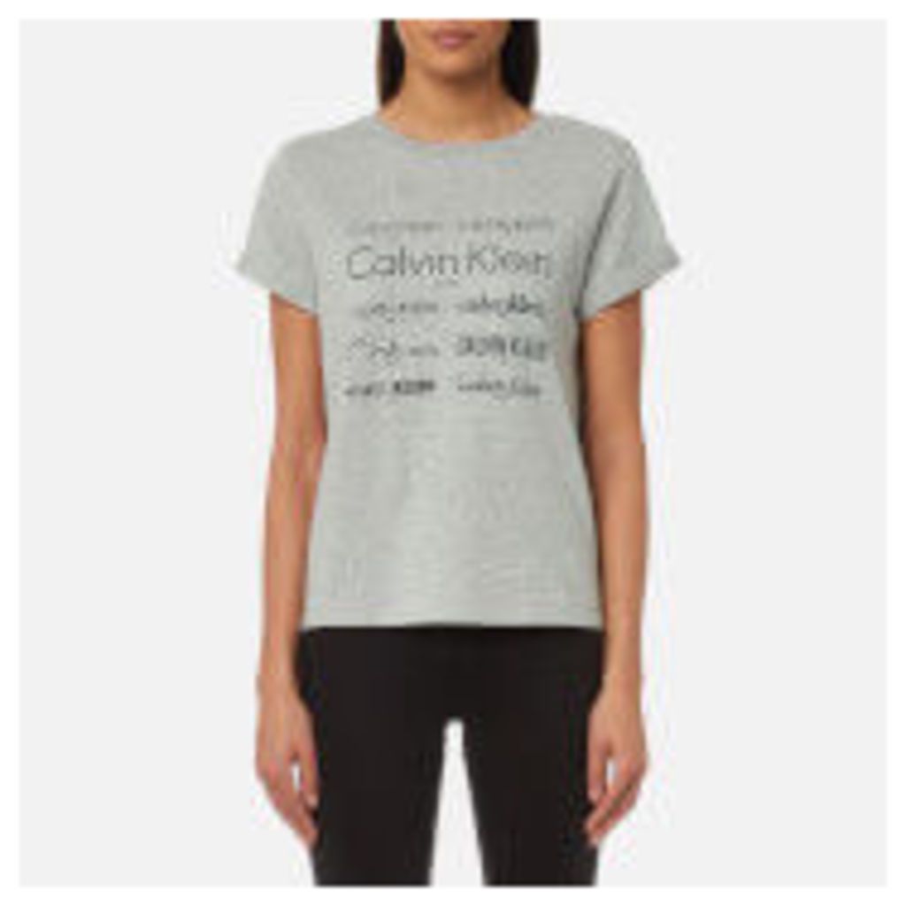 Calvin Klein Women's Short Sleeve Crew Neck T-Shirt - Heritage Logo Grey - XS - Grey