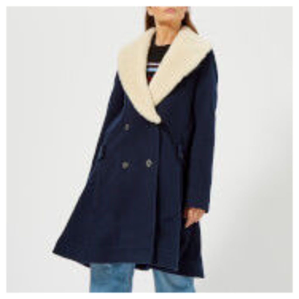 JW Anderson Women's Swing Coat with Shearling Collar - Navy