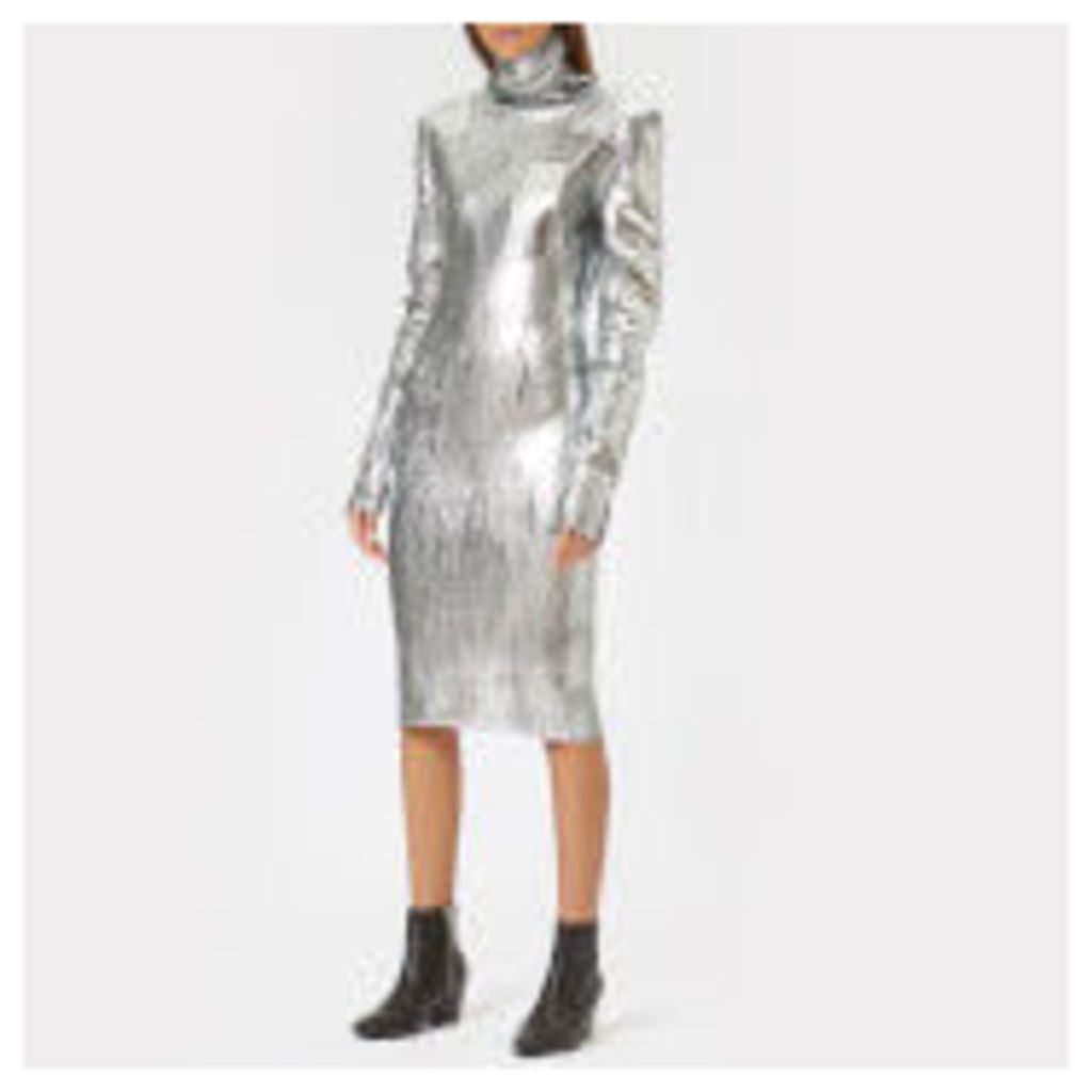 MM6 Maison Margiela Women's Silver Knitted Dress With High Neck - Silver