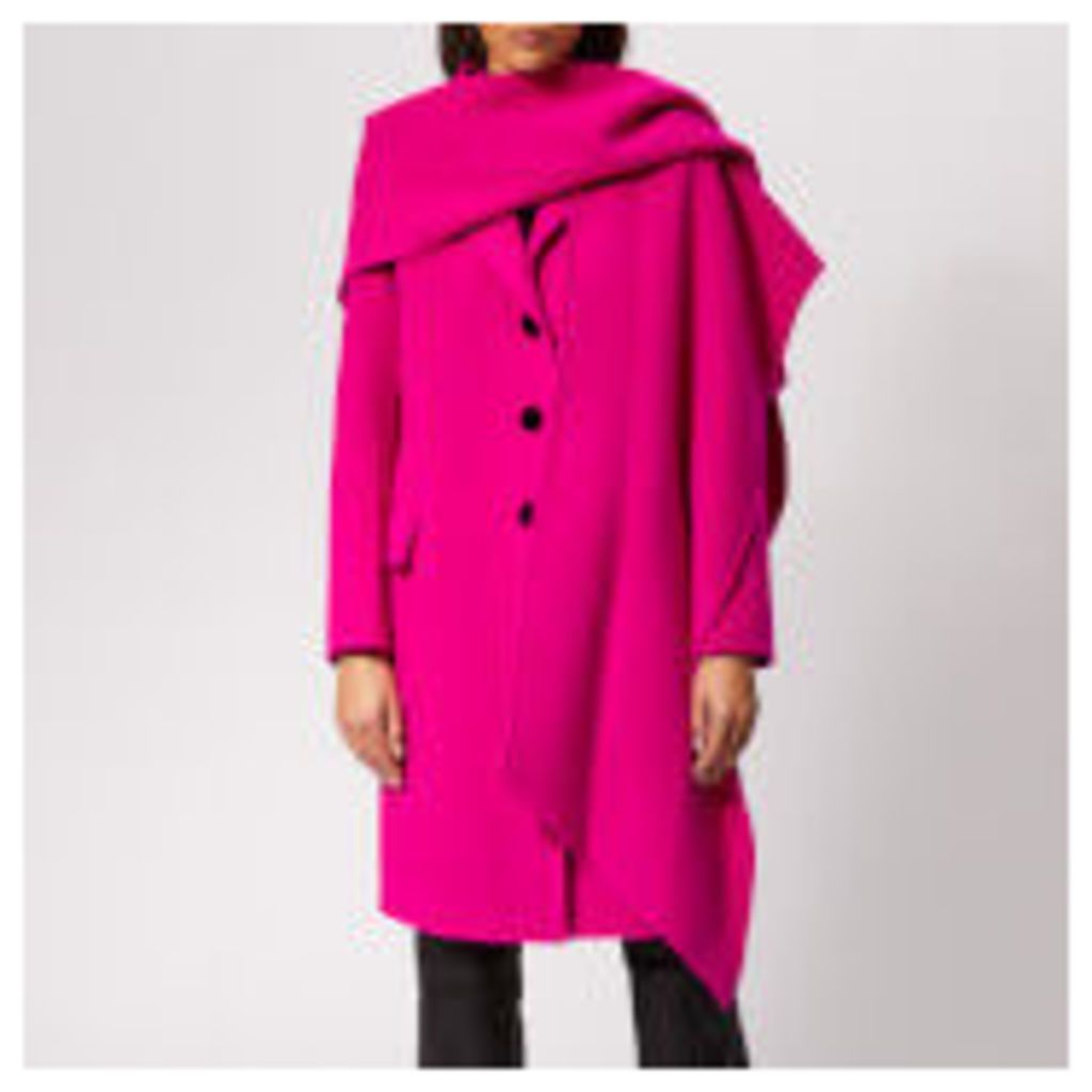 Marc Jacobs Women's Notch Collar Coat w/Hood Scarf - Hot Pink