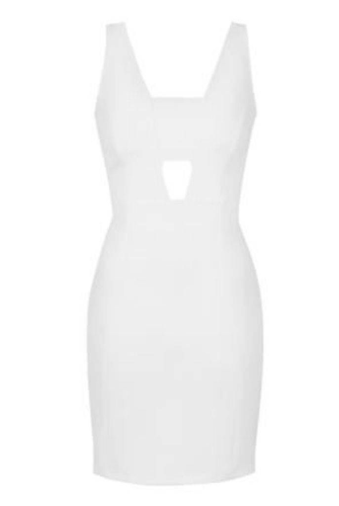 Womens Cut-Out Bralet Bodycon Dress - White, White