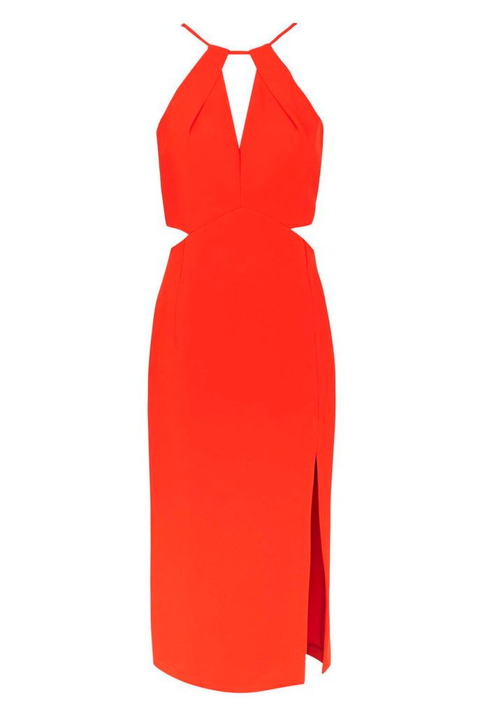 Womens Premium Cut-Out Midi Dress - Red, Red