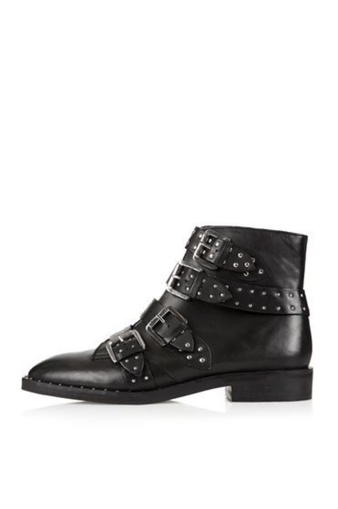 Womens AMY Studded Ankle Boots - Black, Black