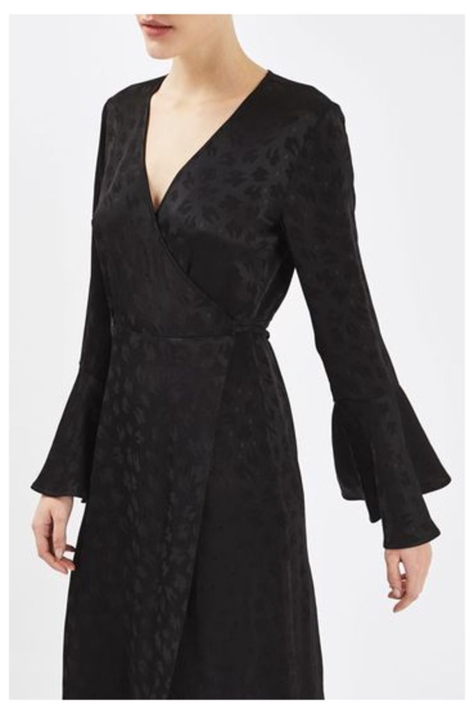 Womens Jacquard Wrap Dress by Boutique - Black, Black
