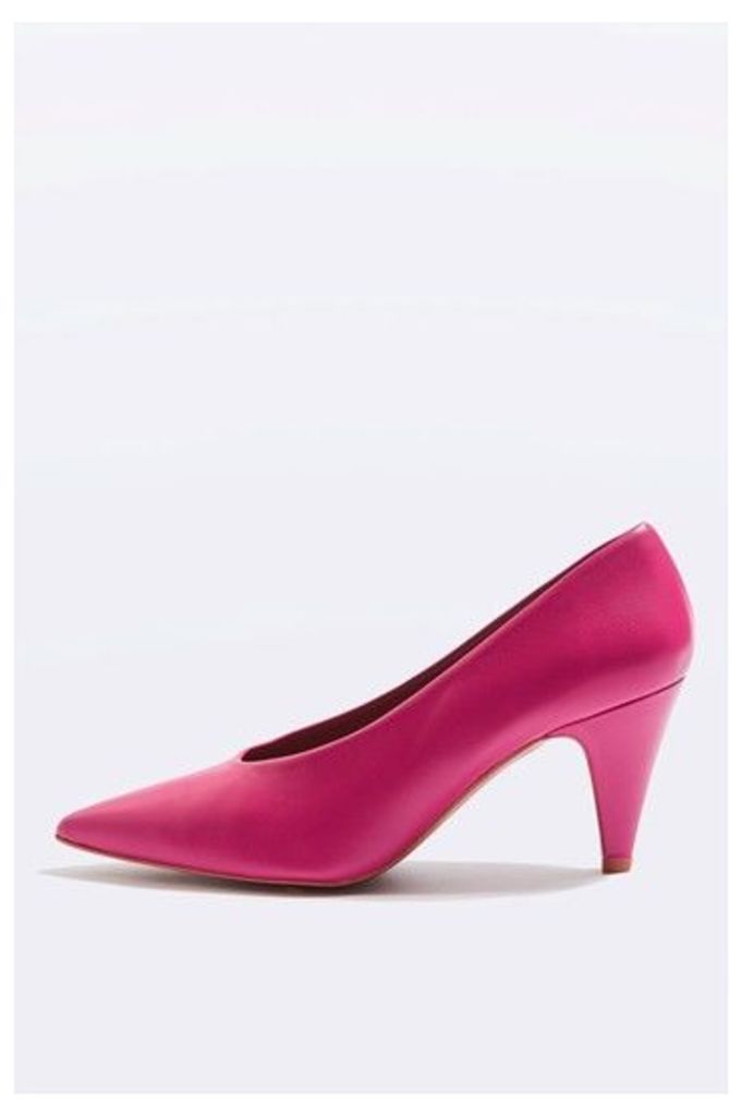 Womens Jessie V-Cut Mid Heel Shoes - Raspberry, Raspberry