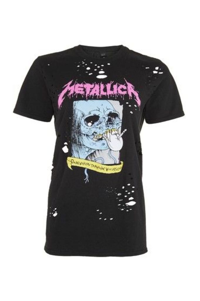 Womens Metallica Nibbled Tee by And Finally - Black, Black
