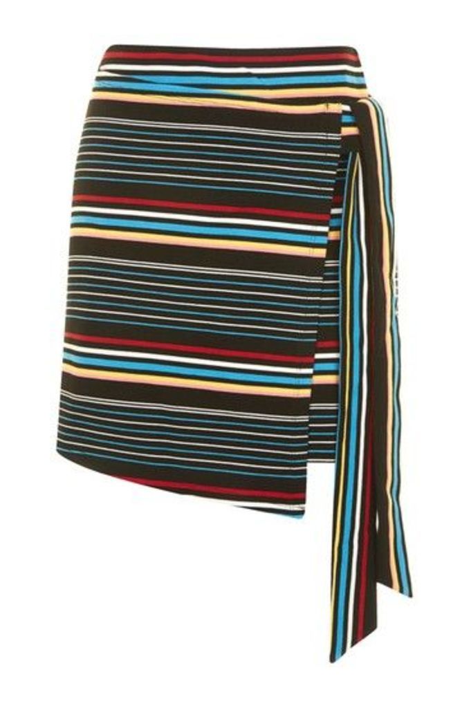 Womens Bright Stripe Wrap Skirt - Black, Black
