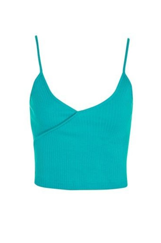 Womens Petite Cropped Camisole Top - Green, Green