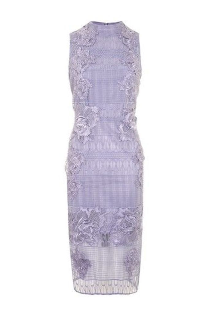 Womens Placement Flower Midi Dress - Lilac, Lilac