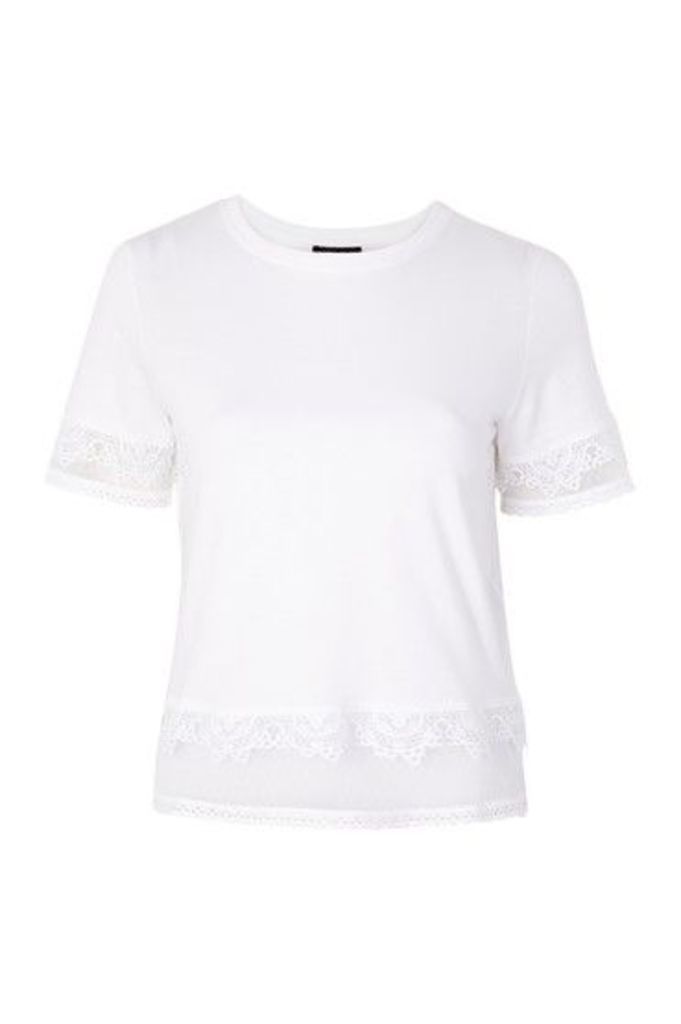Womens Dobby Trim T-Shirt - White, White