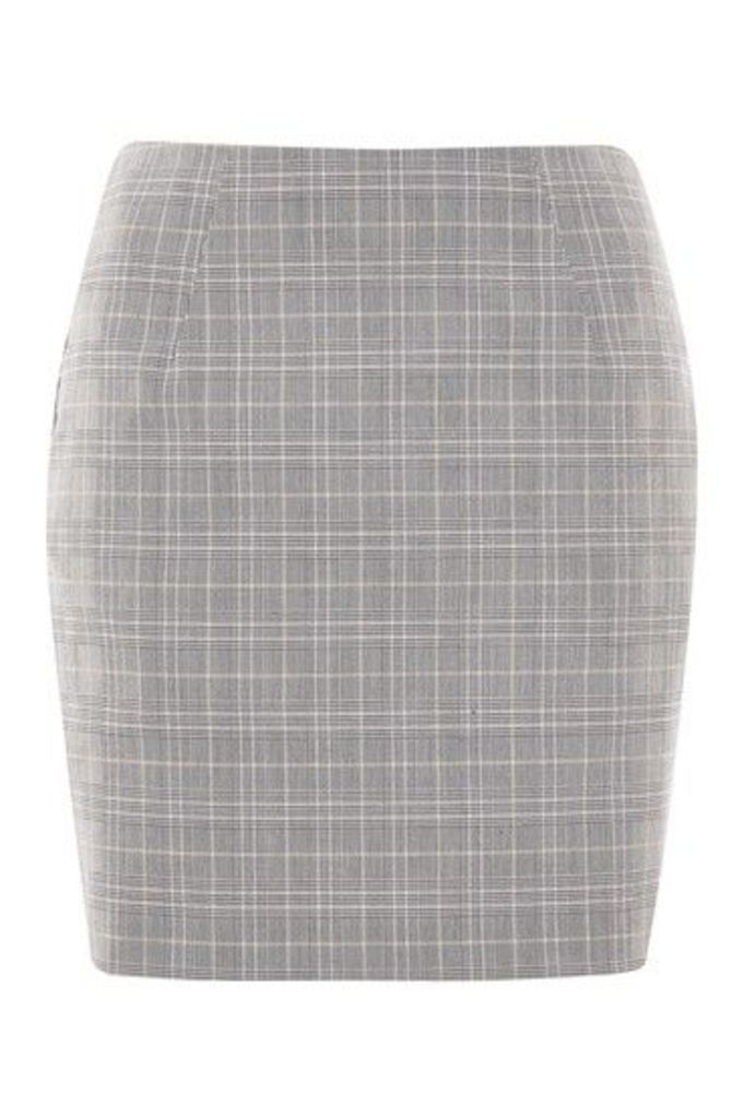 Womens Check Pelmet Skirt - Grey, Grey