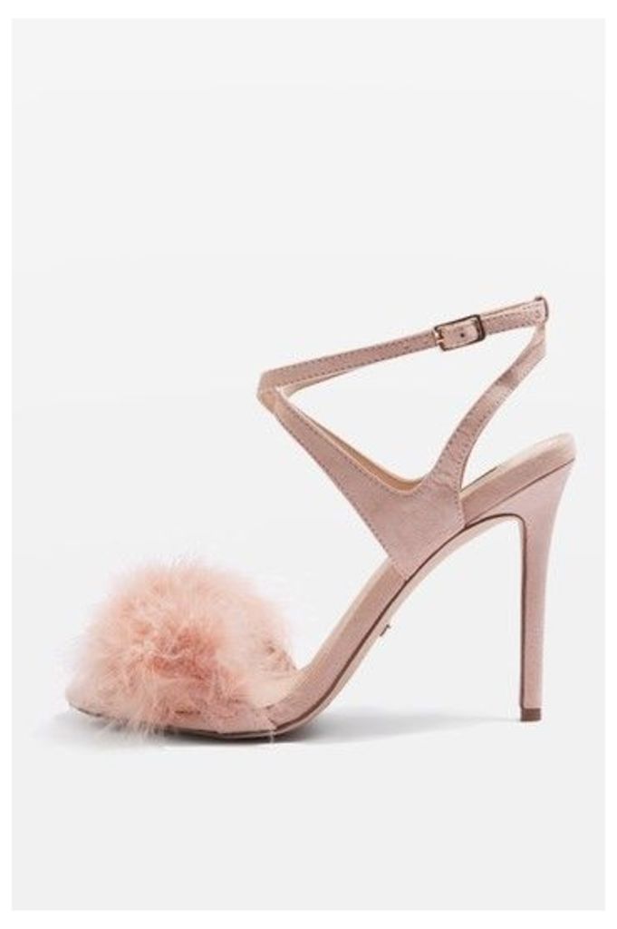 Womens REINE Feather Heeled Sandals - Nude, Nude