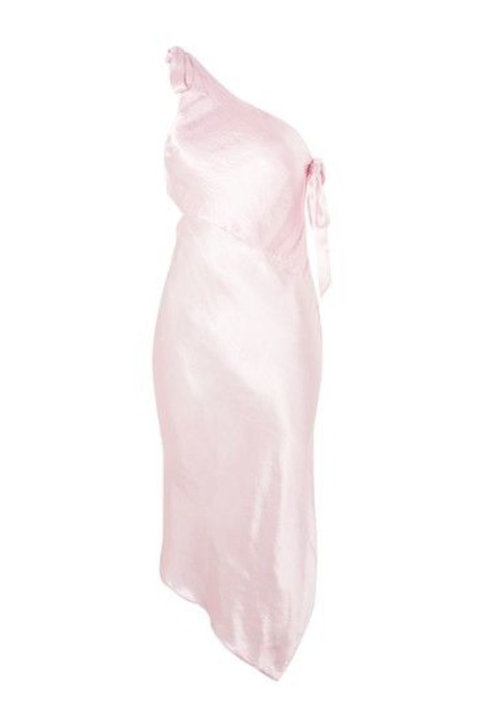 Womens Satin One Shoulder Dress - Pink, Pink
