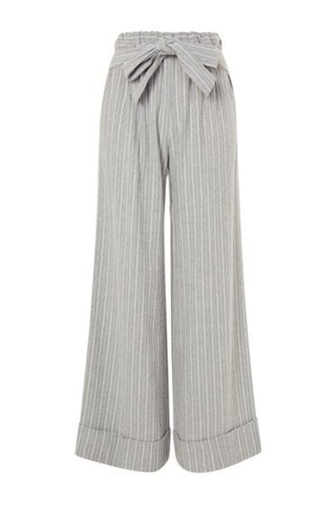 Womens Wide Leg Stripe Trousers - Grey, Grey