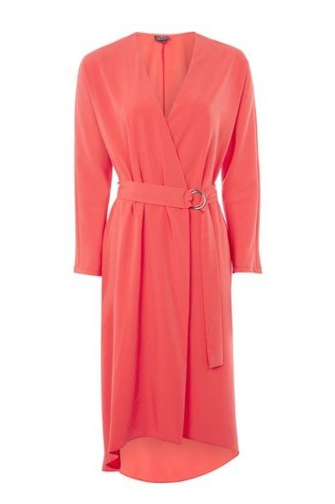 Womens TALL Ring Wrap Dress - Bright Red, Bright Red