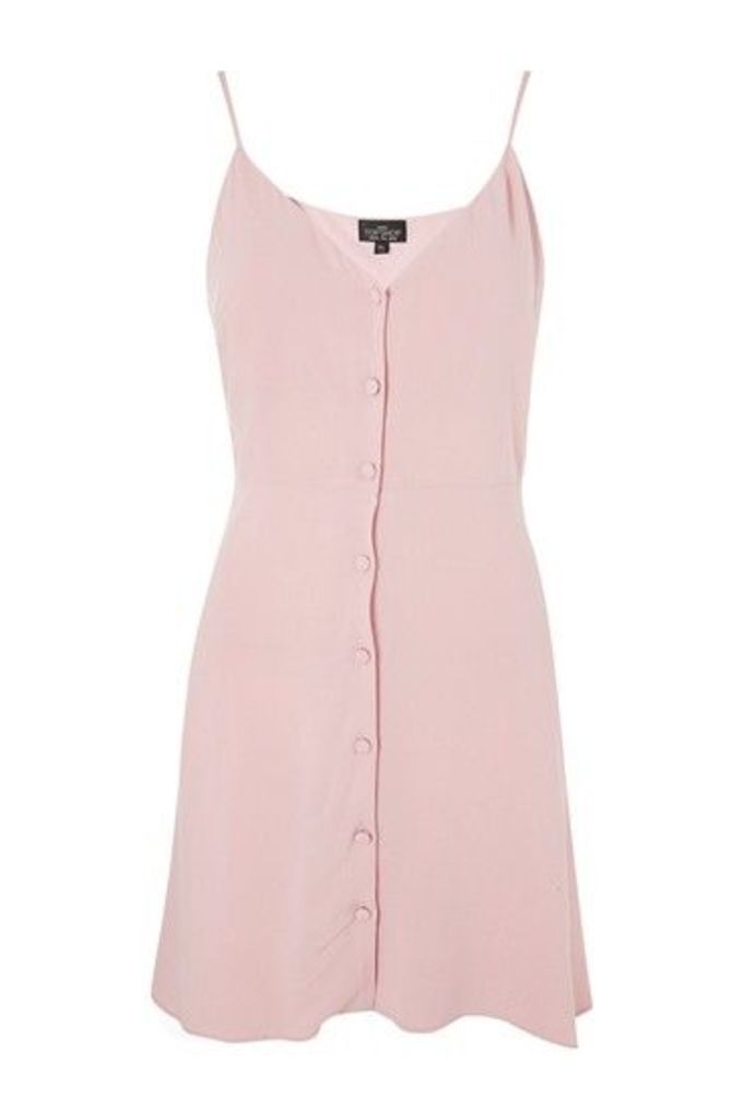 Womens PETITE Button Asymmetric Dress - Pale Pink, Pale Pink