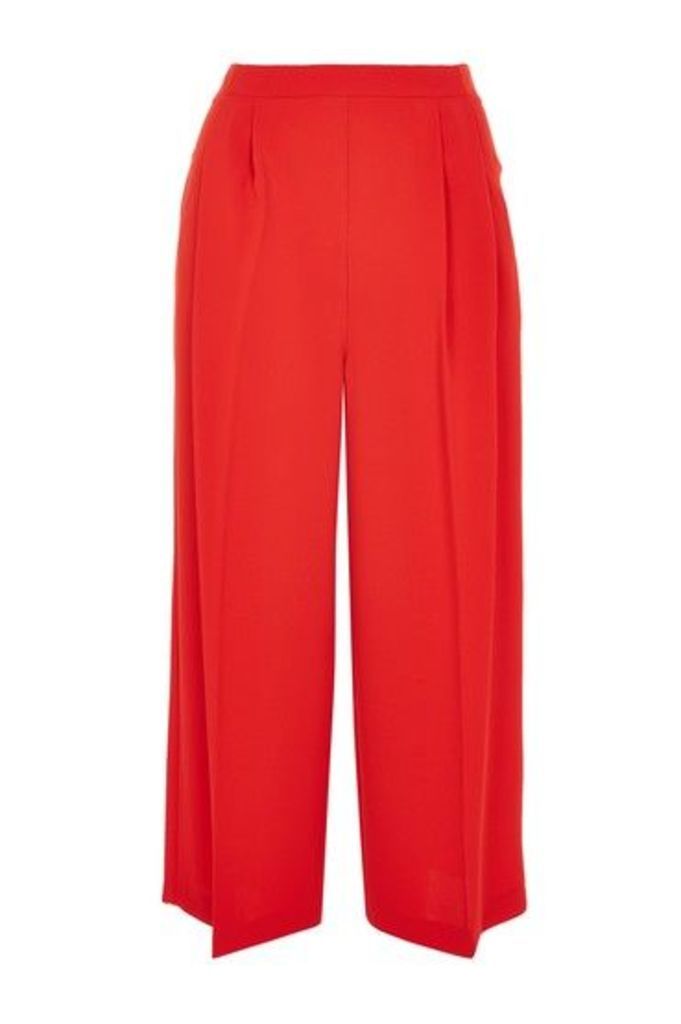 Womens Crop Wide Leg Trousers - Red, Red